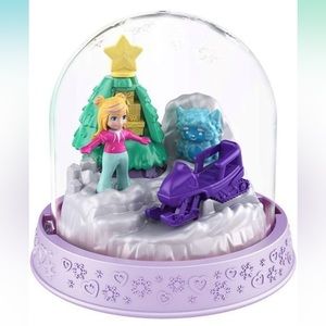 NWT Polly Pocket Winter Fun Snow Globe - Polly Goes Snowmobiling and Meets Yeti
